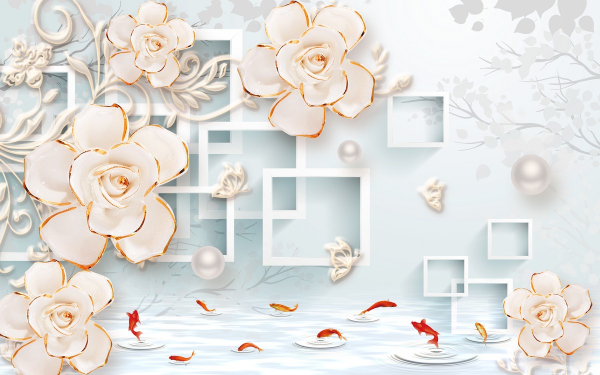 Перламутровые цветы в минеральной графике